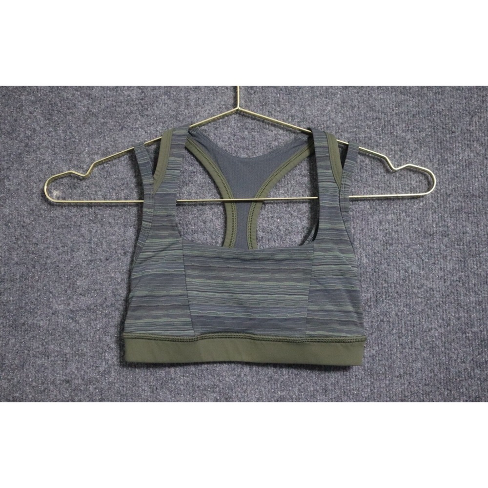 Lululemon Sports Bra Women 2 Green Strappy Padded Athleisure Yoga Train Run EUC